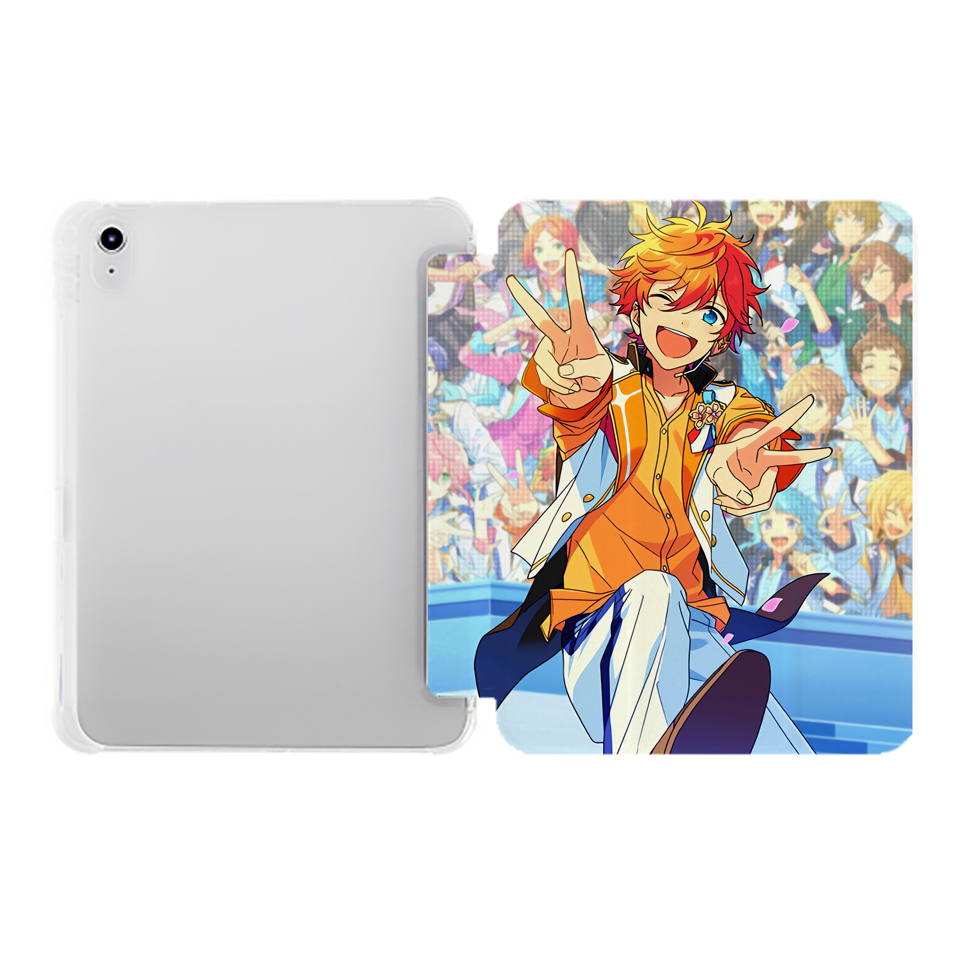 （画像用） あんさんぶるスターズ! Ensemble Stars IPad ケース ペン収納付き 三つ折りスタンド PUレザー×シリコン 対応機種9.5/10.5/10.9インチ